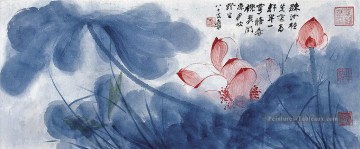Chang Dai chien Lotus ancienne Chine encre Peinture à l'huile